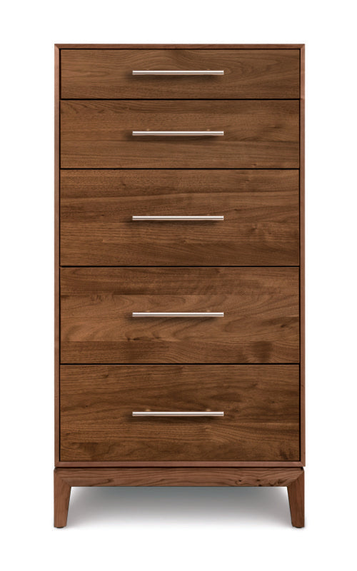 Mansfield 5 Drawer Narrow walnut head on
