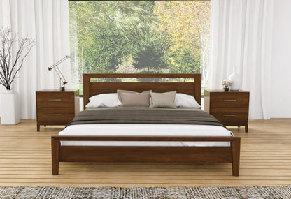 Mansfield Bed 40" walnut in decorated bedroom with two 2-drawer nightstands and rug