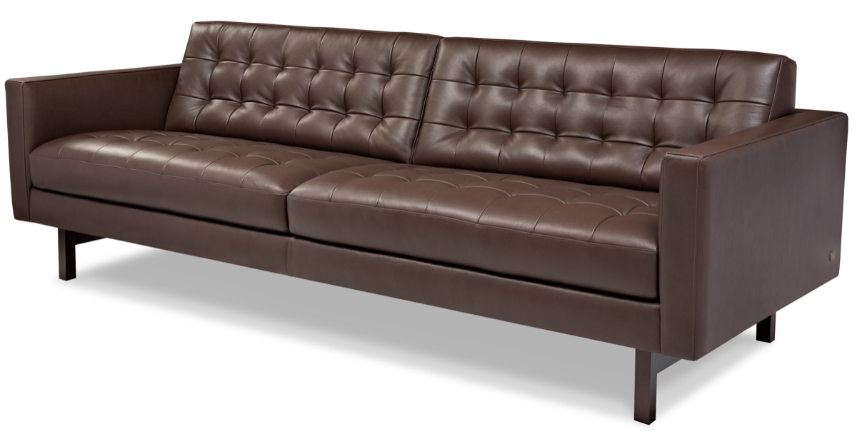 Side view of Parker Sofa by American Leather in Molasses color