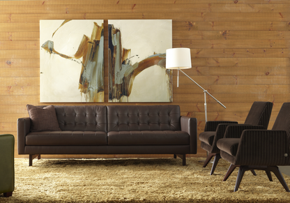 Living Room view of Parker Sofa by American Leather in Molasses color