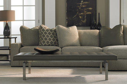 Room view of the Rex Bench by American Leather in a luxurious walnut leather color
