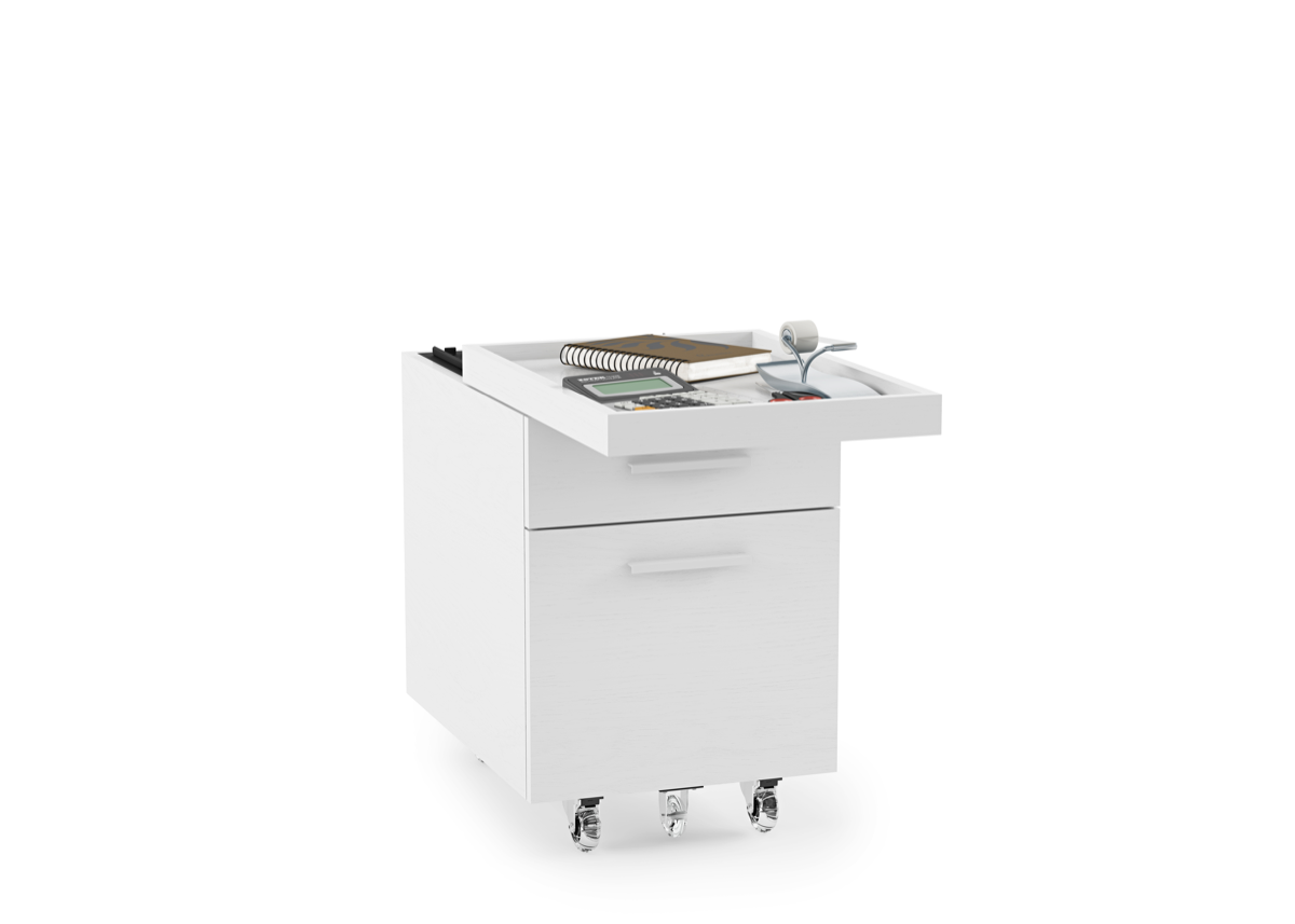 Centro 6407 File Pedestal White with supplies on top