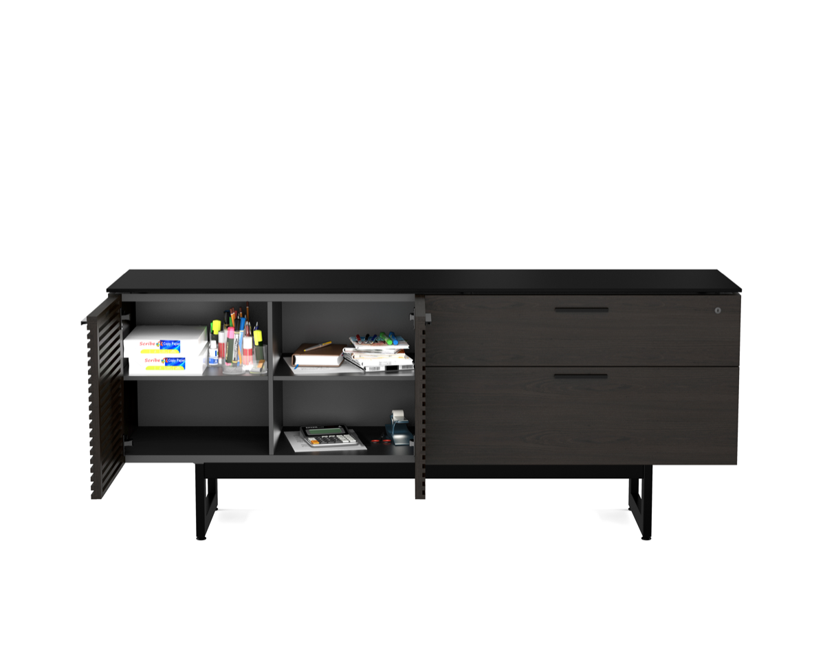 Corridor 6529 Credenza Black doors open
