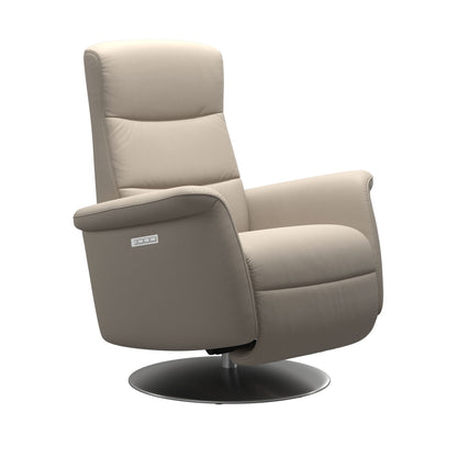 Stressless Mike recliner in fog with steel base