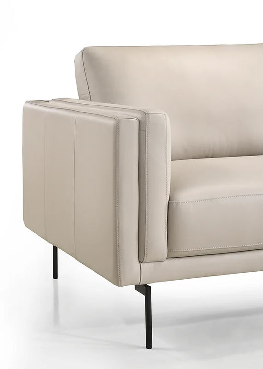 Nordic Chair Light Gray Leather Armrest 