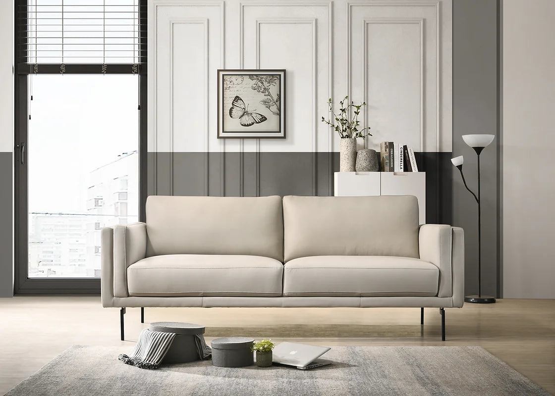 Nordic Sofa Light Gray Leather Room