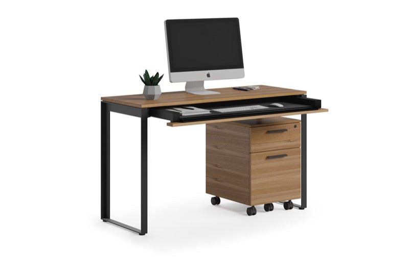Linea 6222 Desk walnut with file cabinet
