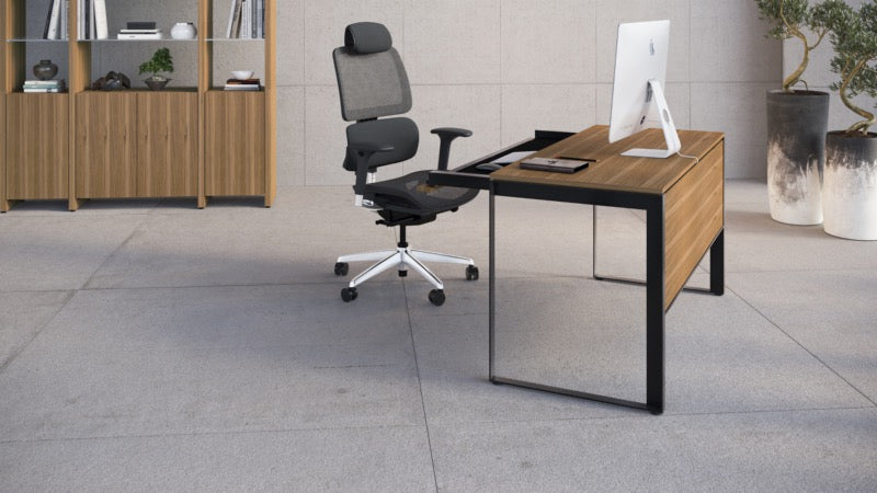 Linea 6221 Desk walnut with computer