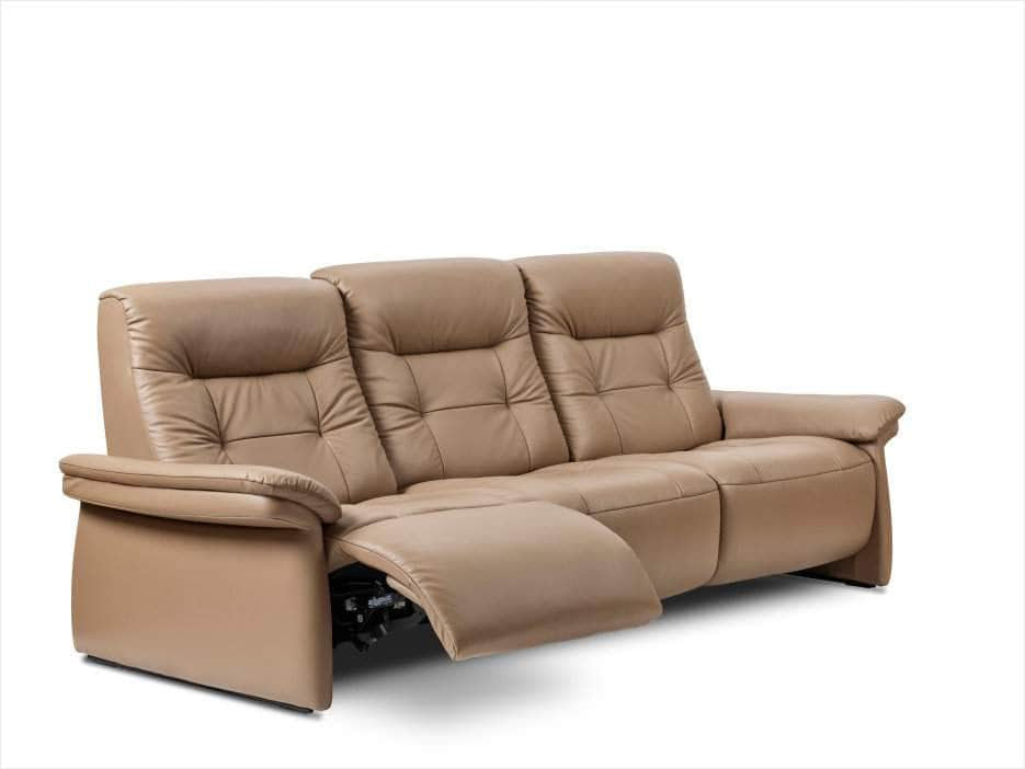 side view of Stressless Mary 3 Seat Reclining Sofa with left leg rest up 