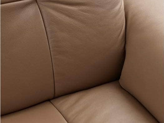 close up picture of the leather and stitching on the Stressless Mary 3 Seat Reclining Sofa