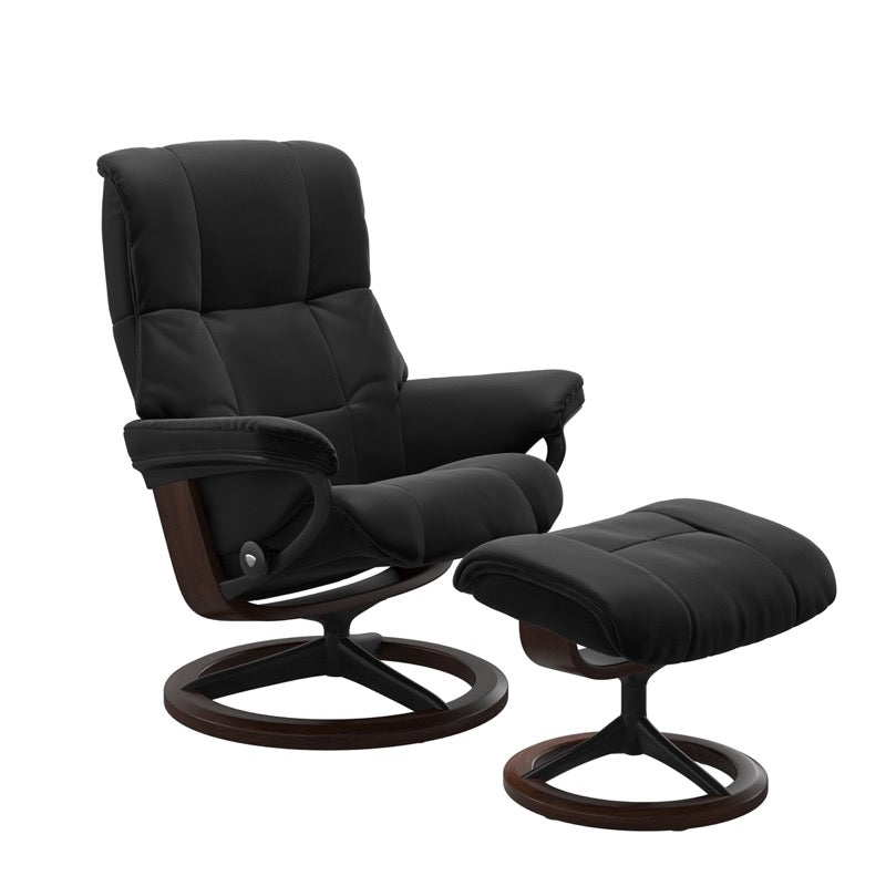Stressless Mayfair Small Recliner and Ottoman with Signature Base