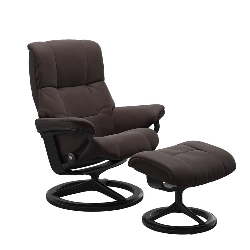 Stressless Mayfair Small Recliner and Ottoman with Signature Base