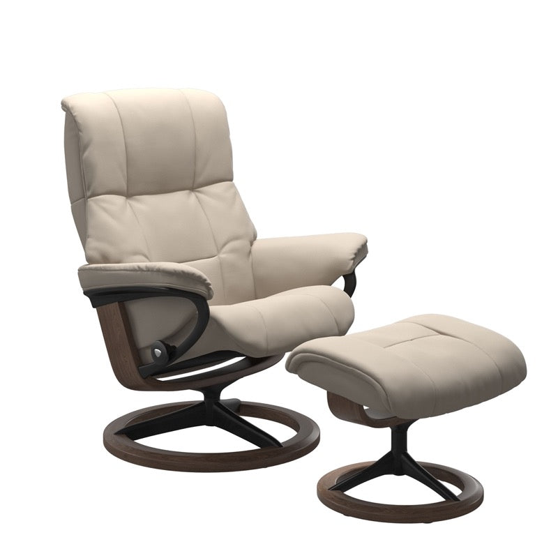 Stressless Mayfair Small Recliner and Ottoman with Signature Base
