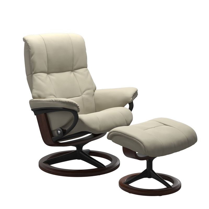 Stressless Mayfair Small Recliner and Ottoman with Signature Base
