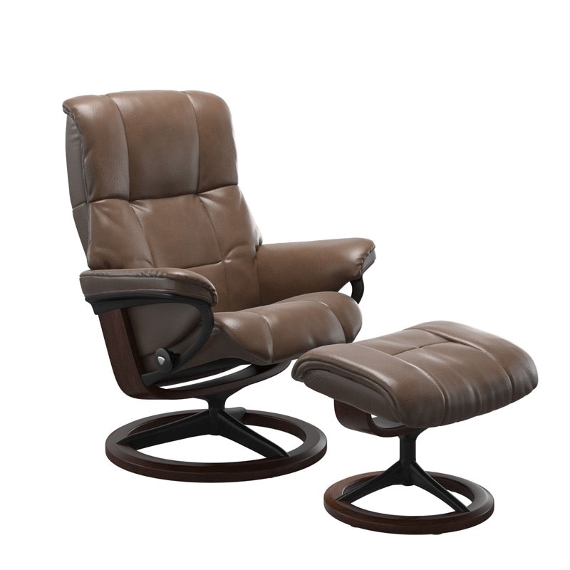 Stressless Mayfair Small Recliner and Ottoman with Signature Base