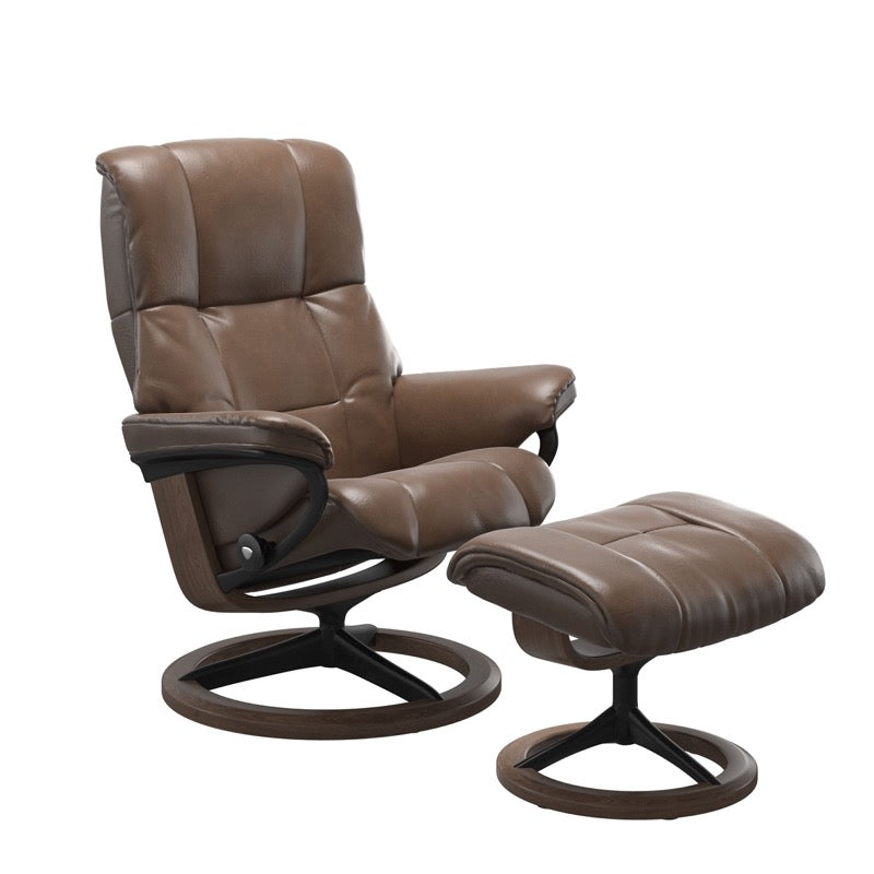 Stressless Mayfair Small Recliner and Ottoman with Signature Base