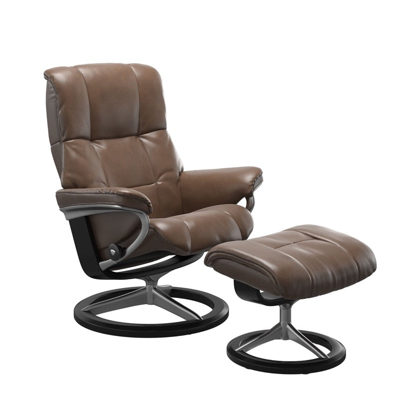 Stressless Mayfair Small Recliner and Ottoman with Signature Base