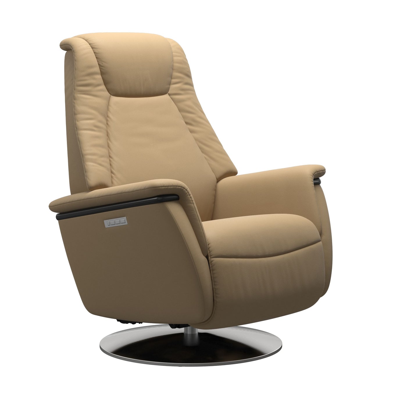 Comfortable modern Recliner chair in Paloma Sand color with Steel Base moon base 