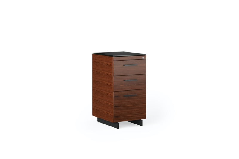 Side view of the Sequel 20 6114 3-Drawer File Cabinet Chocolate Stained Walnut 