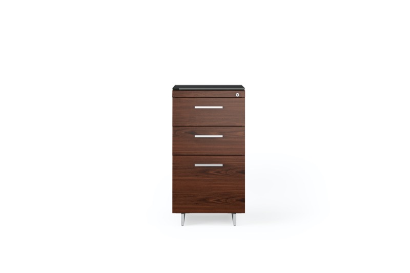 Front view of the Sequel 20 6114 3-Drawer File Cabinet Chocolate Stained Walnut 