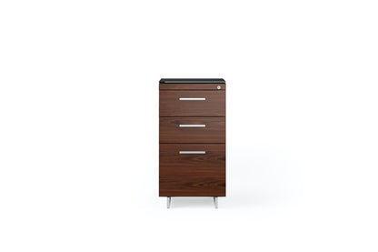 Front view of the Sequel 20 6114 3-Drawer File Cabinet Chocolate Stained Walnut 