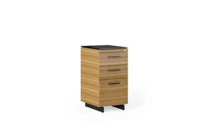 Side view of the Sequel 20 6114 3-Drawer File Cabinet Natural Walnut 
