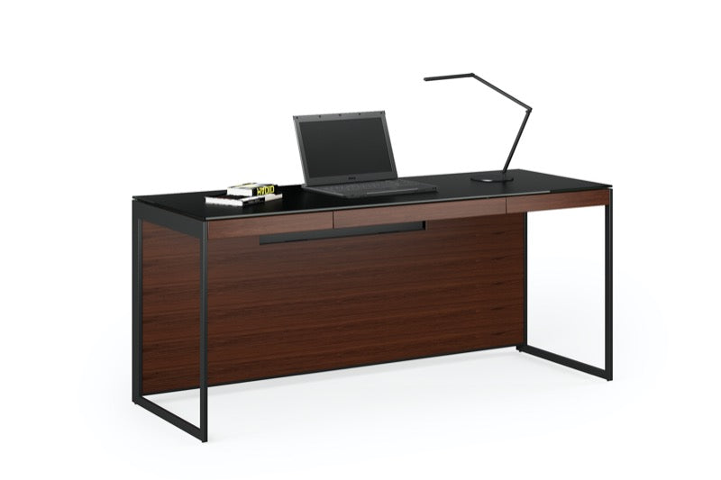 Front view of the Sequel 20 6101 Desk By BDI Furniture Chocolate Stained Walnut finish 