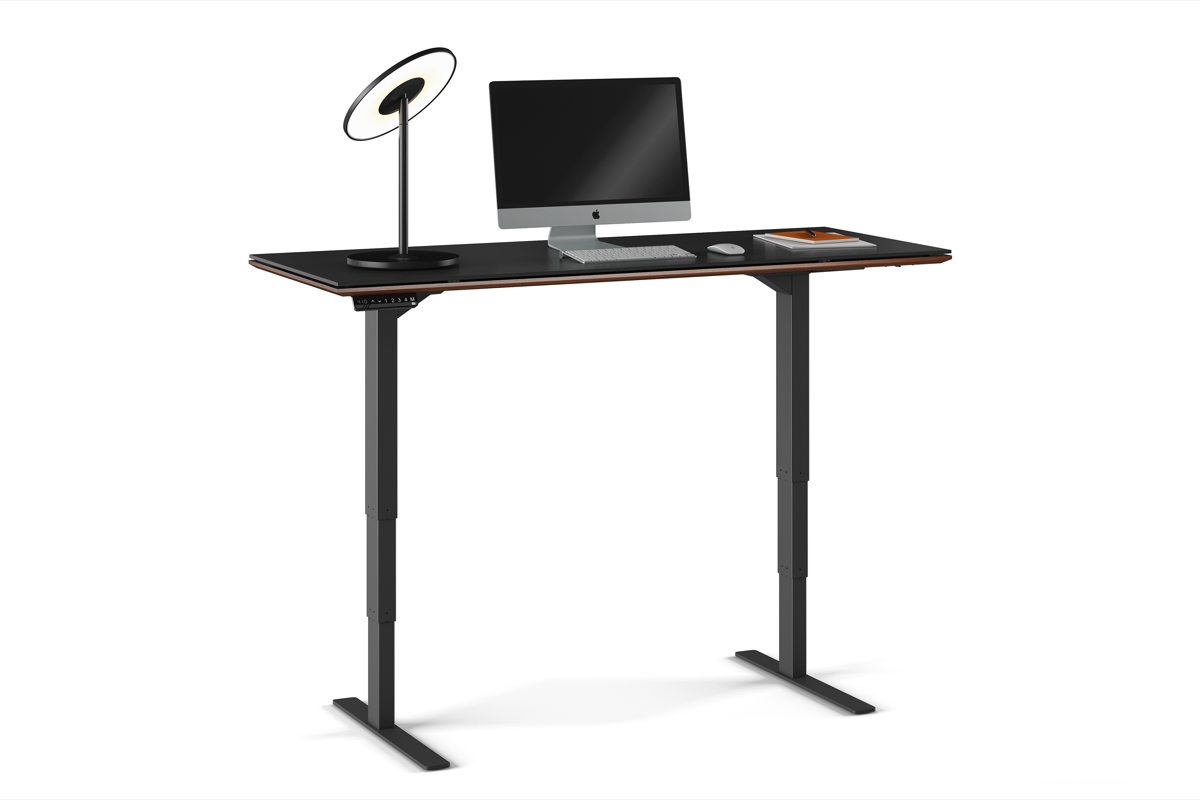 Front view of the Sequel 20 6151 Lift Desk by BDI Furniture in Charcoal Stained Ash