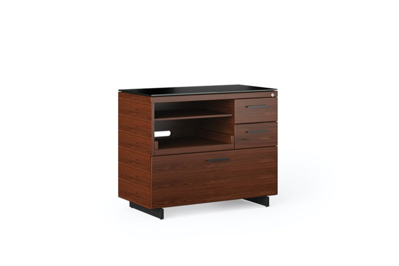 side view of the Sequel 20 6116 Lateral File Cabinet by BDI Furniture in Chocolate Stained Walnut