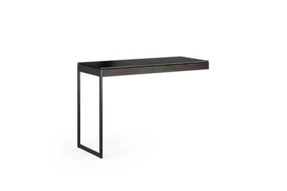 Front view of the Sequel 20 6112 Mobile Return by BDI Furniture in Charcoal Stained Ash finish and Black Steel