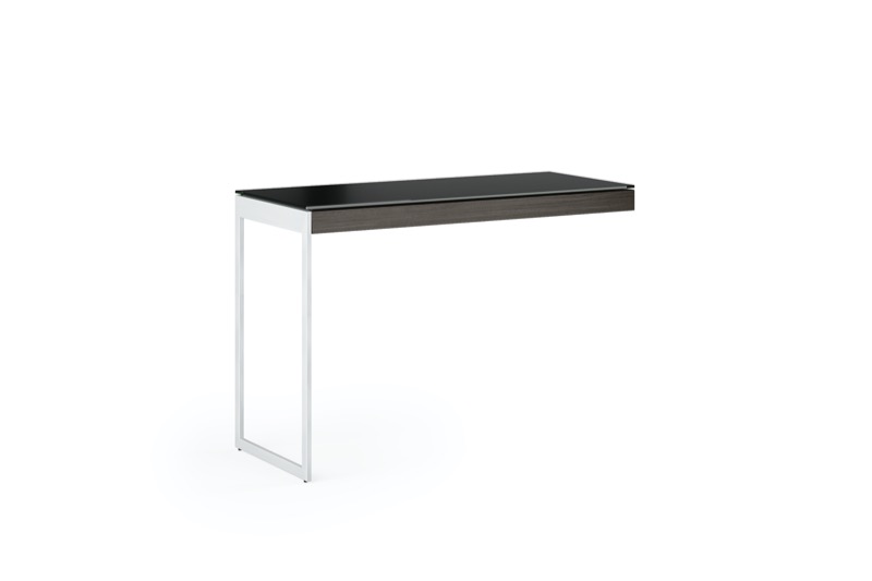 Front view of the Sequel 20 6112 Mobile Return by BDI Furniture in Charcoal Stained Ash finish and Satin Nickel Steel