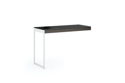 Front view of the Sequel 20 6112 Mobile Return by BDI Furniture in Charcoal Stained Ash finish and Satin Nickel Steel