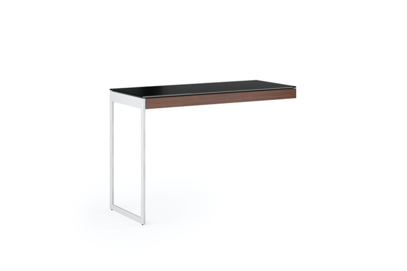 Front view of the Sequel 20 6112 Mobile Return by BDI Furniture in Chocolate Stained Walnut finish and Satin Nickel Steel