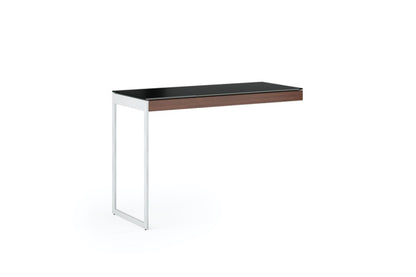 Front view of the Sequel 20 6112 Mobile Return by BDI Furniture in Chocolate Stained Walnut finish and Satin Nickel Steel
