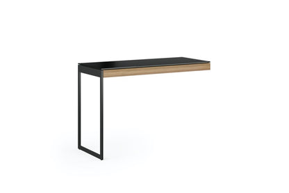 Front view of the Sequel 20 6112 Mobile Return by BDI Furniture in Natural Walnut finish and Black Steel