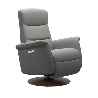 Stressless Mike recliner in silver grey with wood moon base