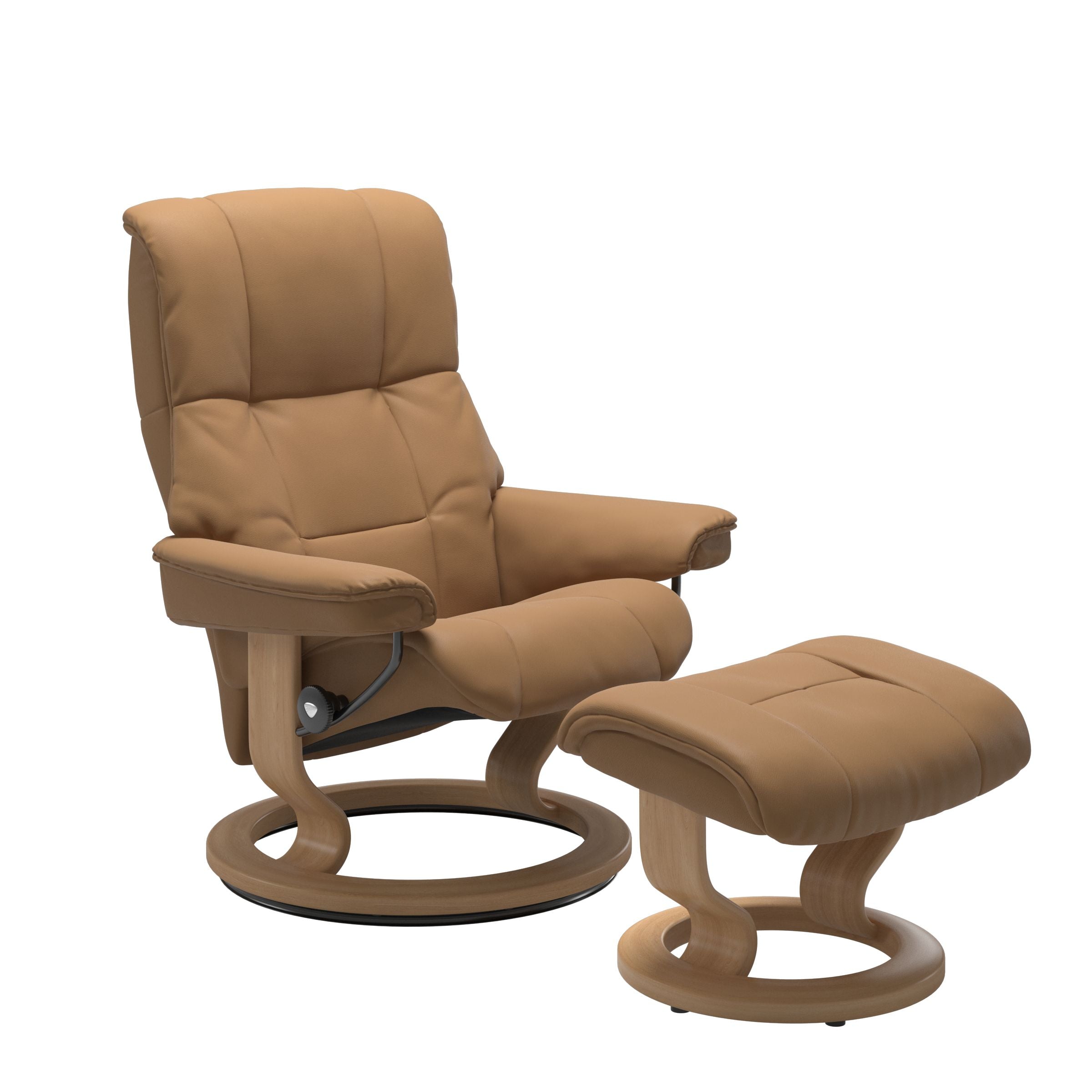 Stressless Mayfair Small Recliner and Ottoman with Classic Base