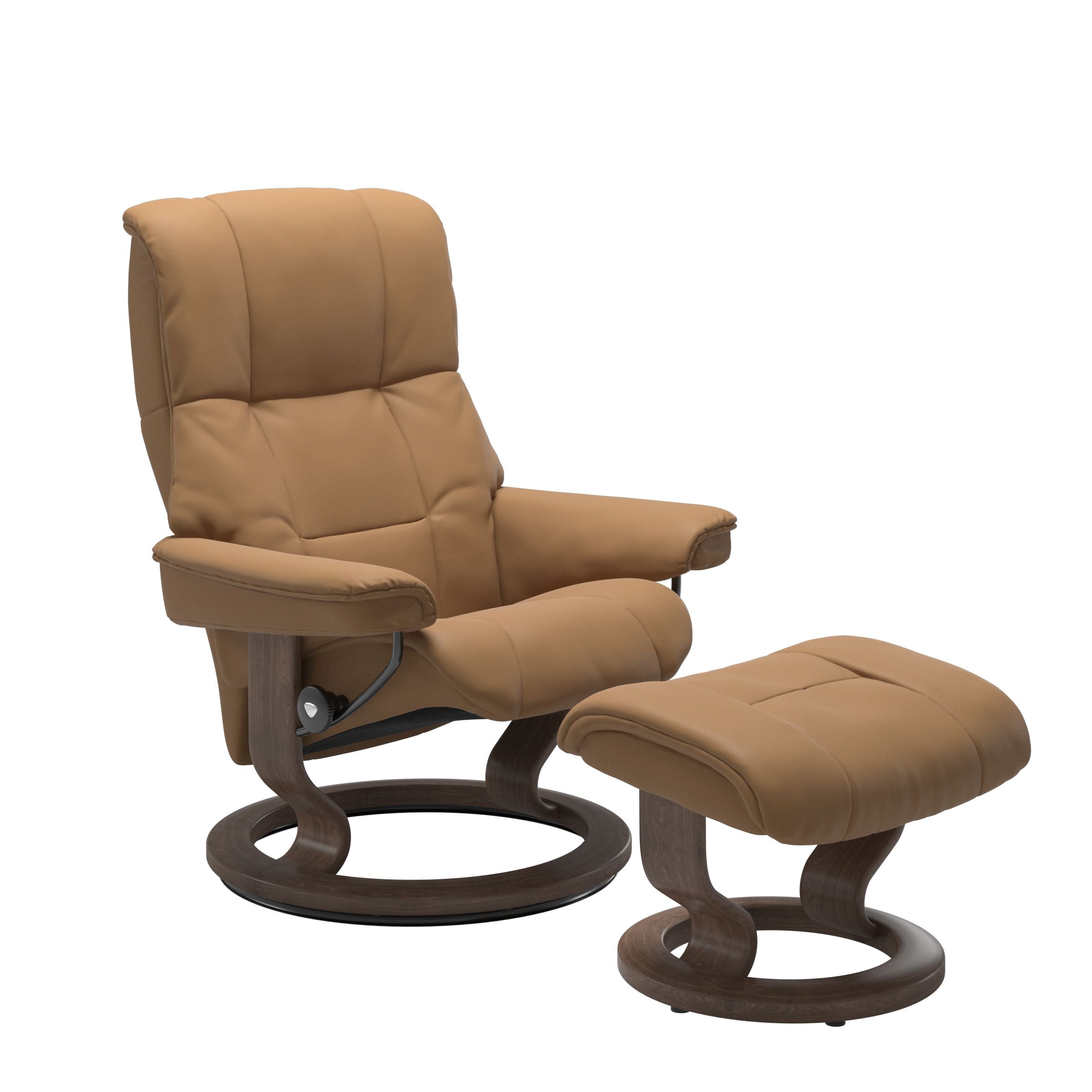 Stressless Mayfair Small Recliner and Ottoman with Classic Base