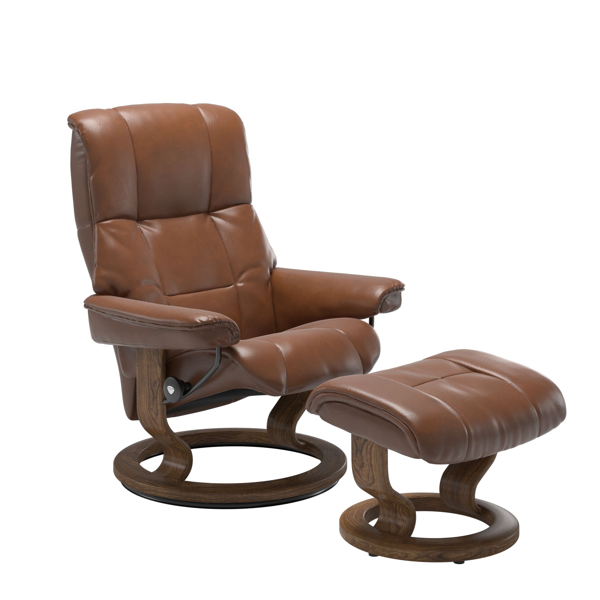 Stressless Mayfair Small Recliner and Ottoman with Classic Base