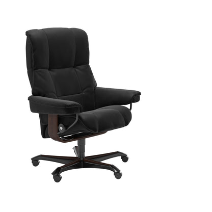 Palmona black Mayfair office chair in with brown wooden legs. 
