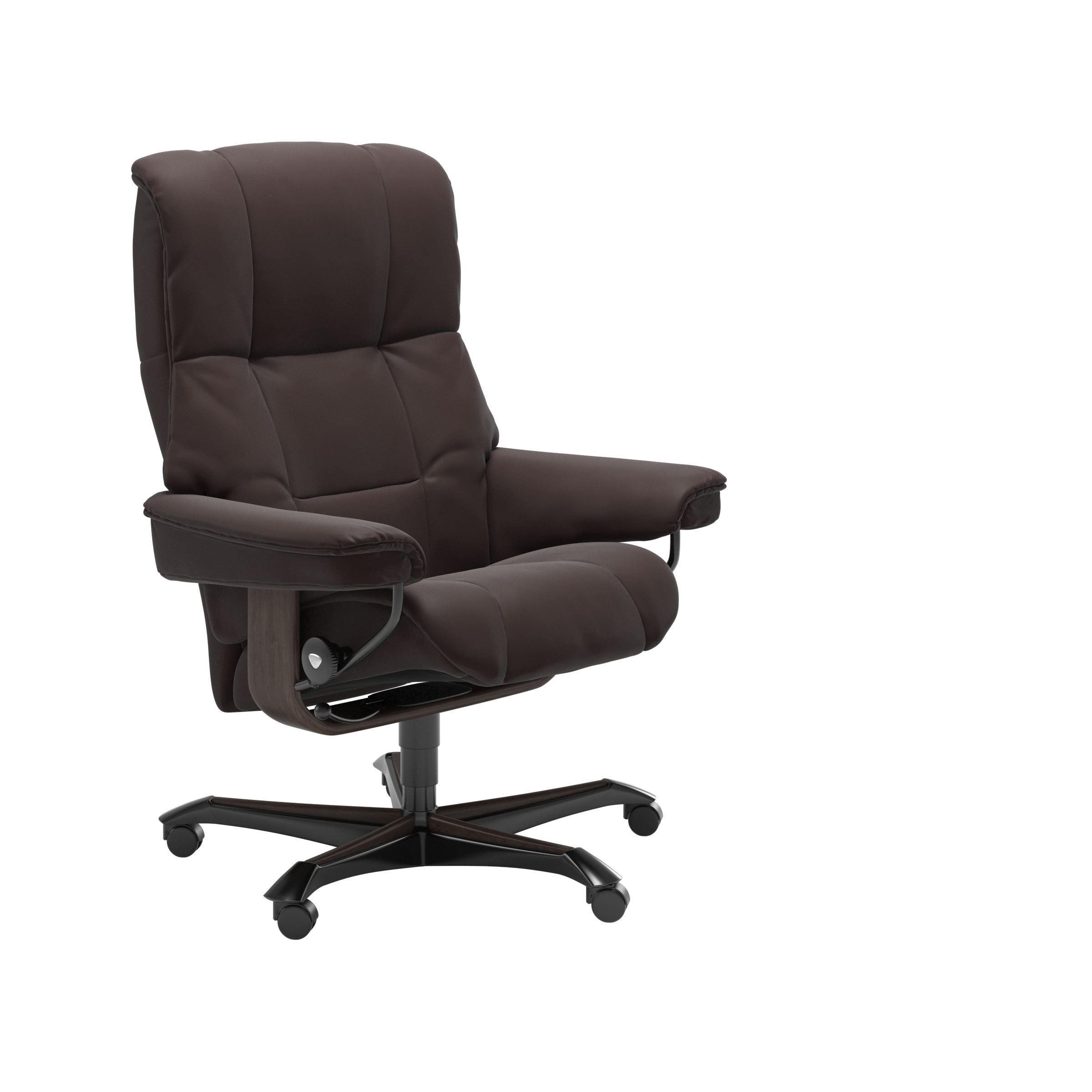 Palmona Chocolate Mayfair office chair in with wenge wooden legs. 