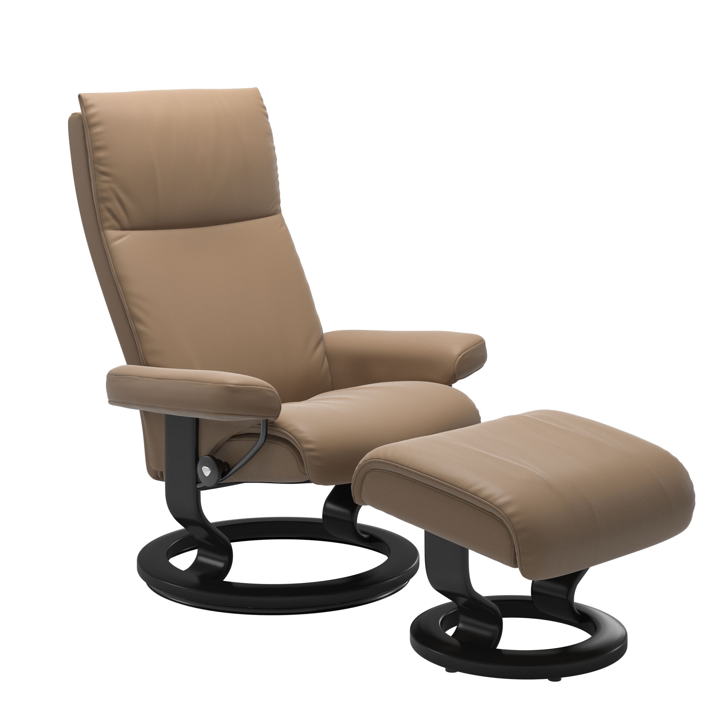 Stressless Aura Large Recliner and Ottoman with Classic Base