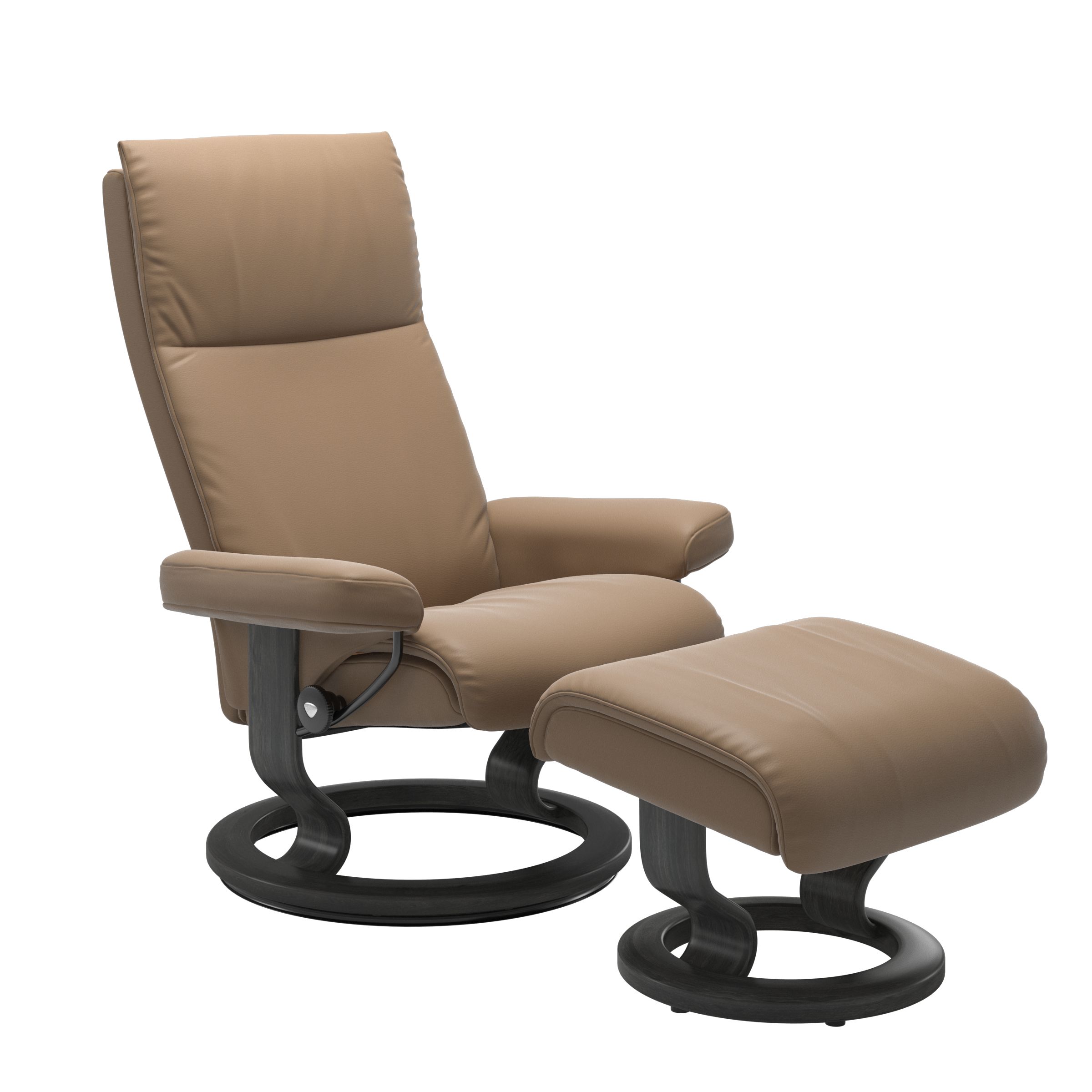 Stressless Aura Large Recliner and Ottoman with Classic Base