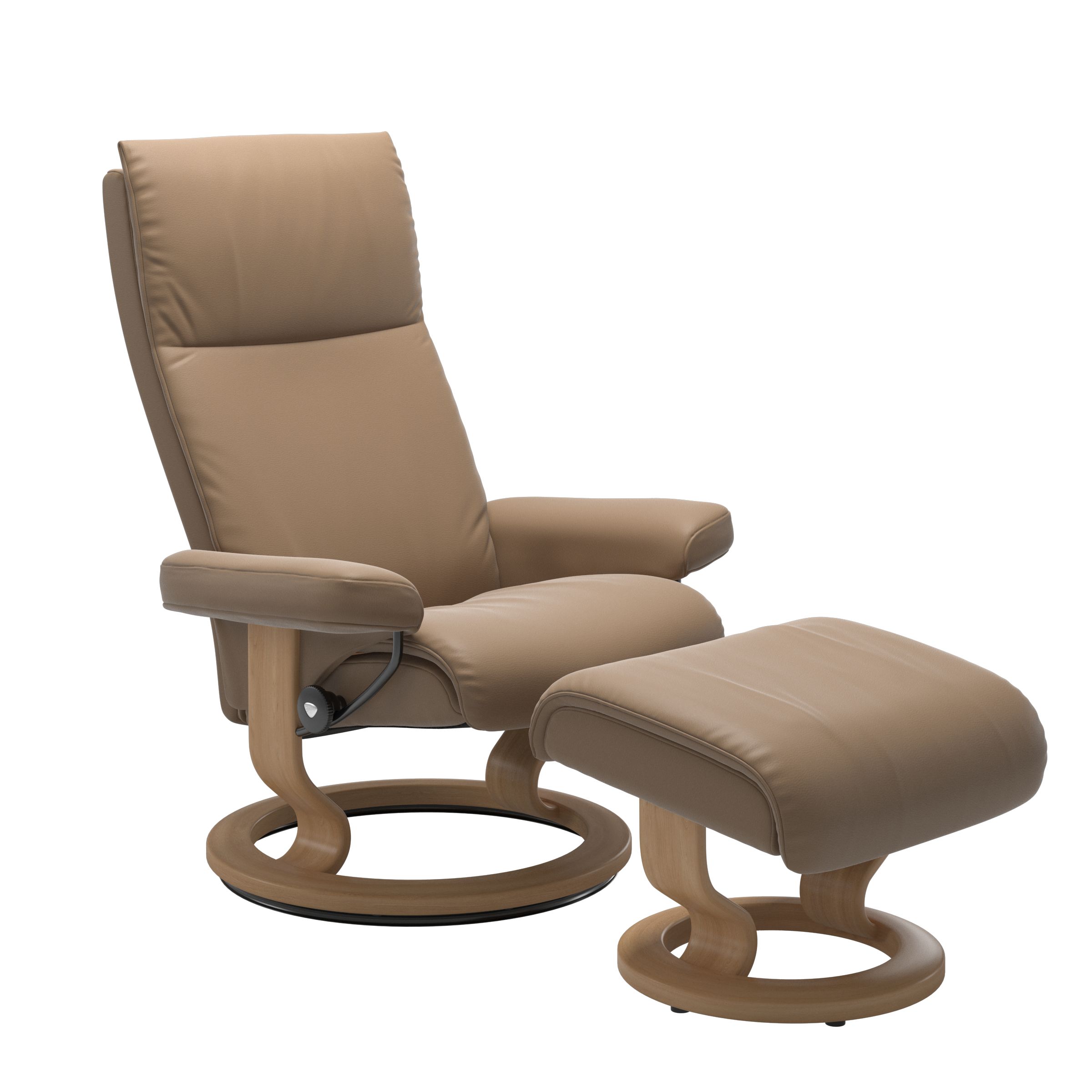Stressless Aura Large Recliner and Ottoman with Classic Base