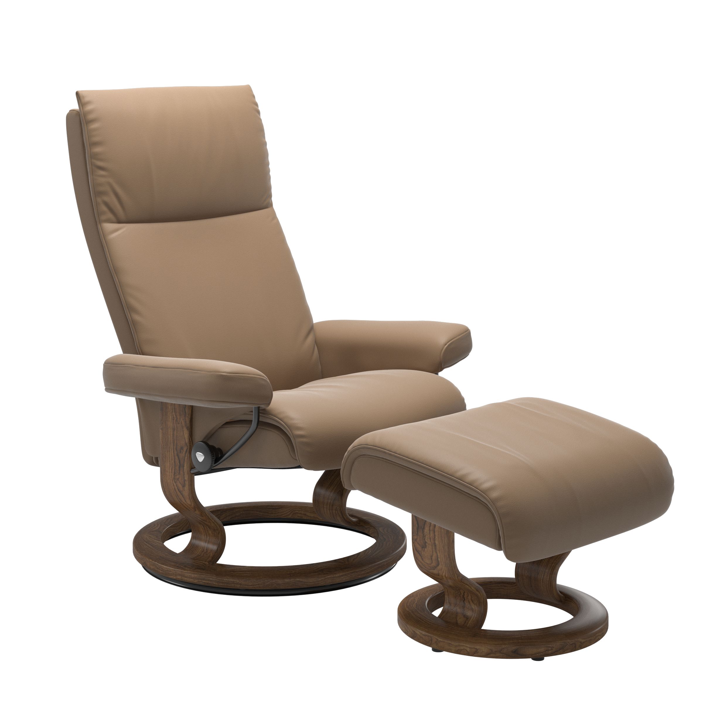 Stressless Aura Large Recliner and Ottoman with Classic Base