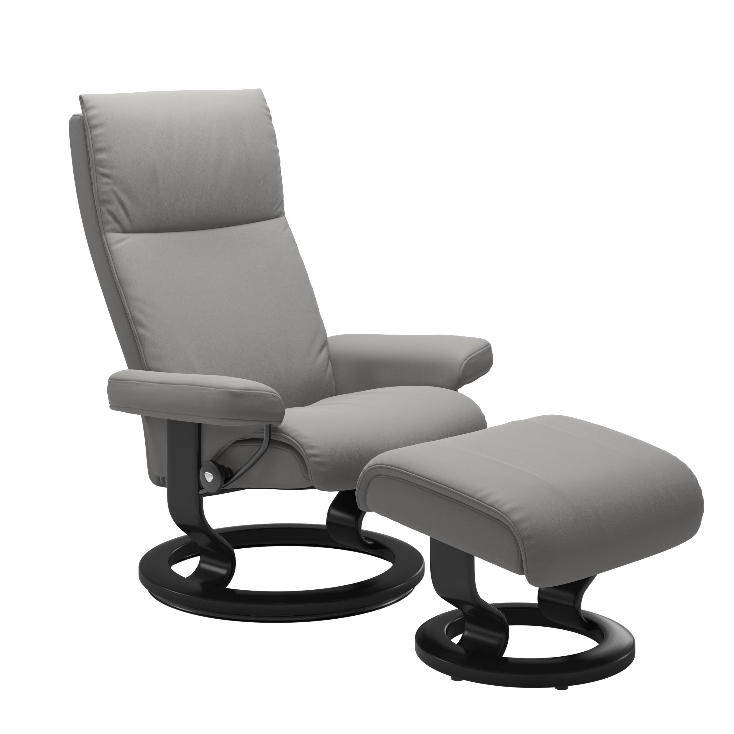 Stressless Aura Medium Recliner and Ottoman with Classic Base