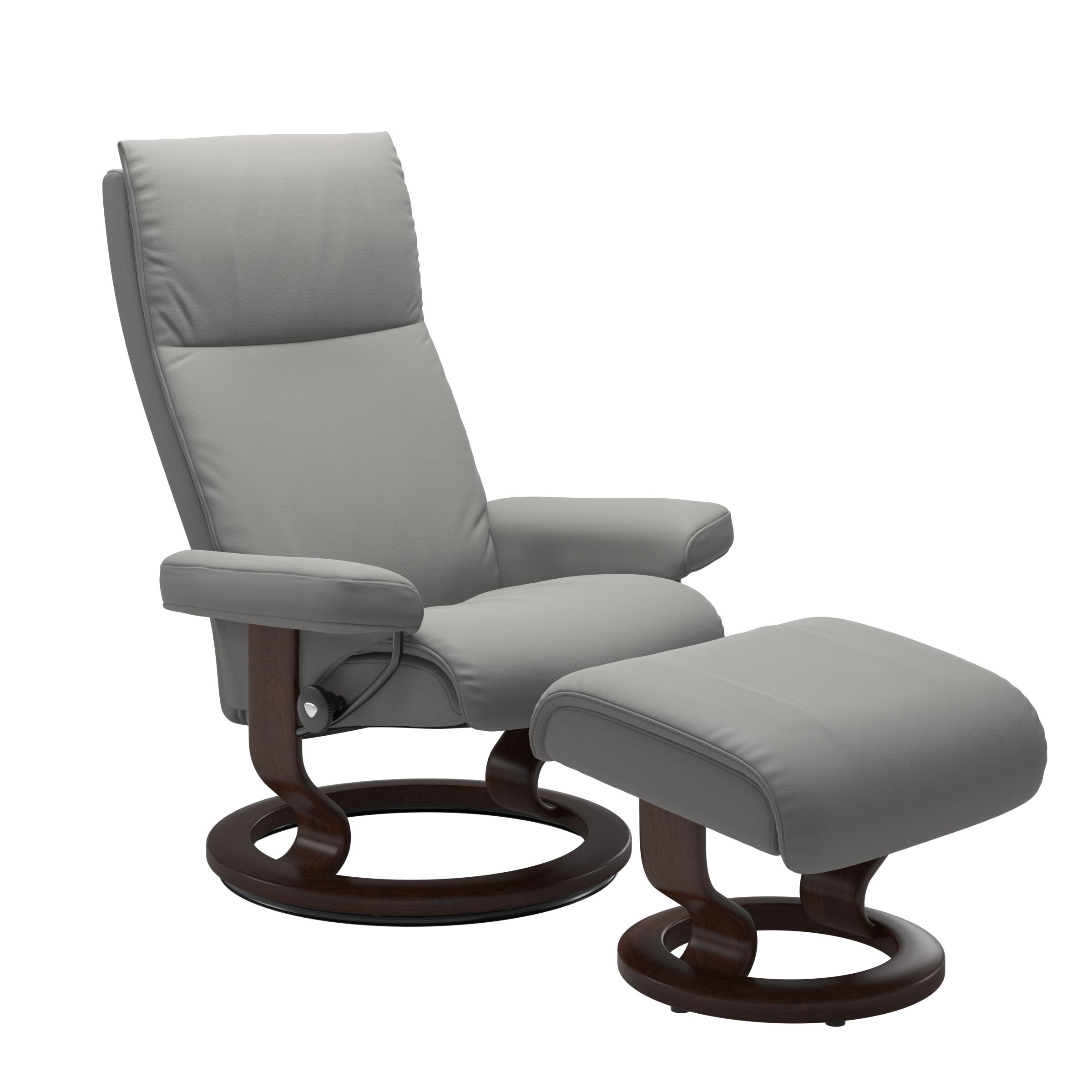 Stressless Aura Medium Recliner and Ottoman with Classic Base