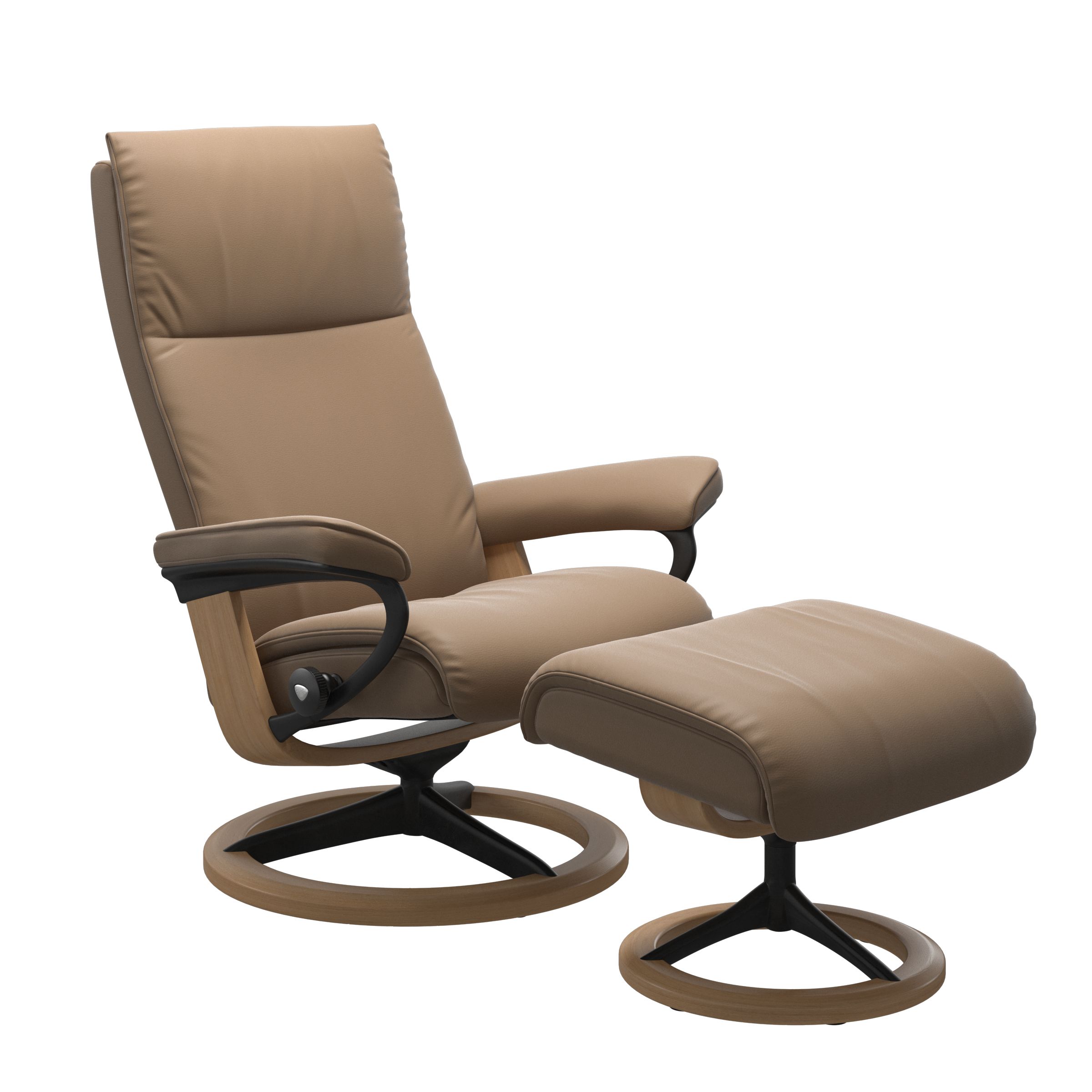 Stressless Aura Large Recliner and Ottoman with Signature Base