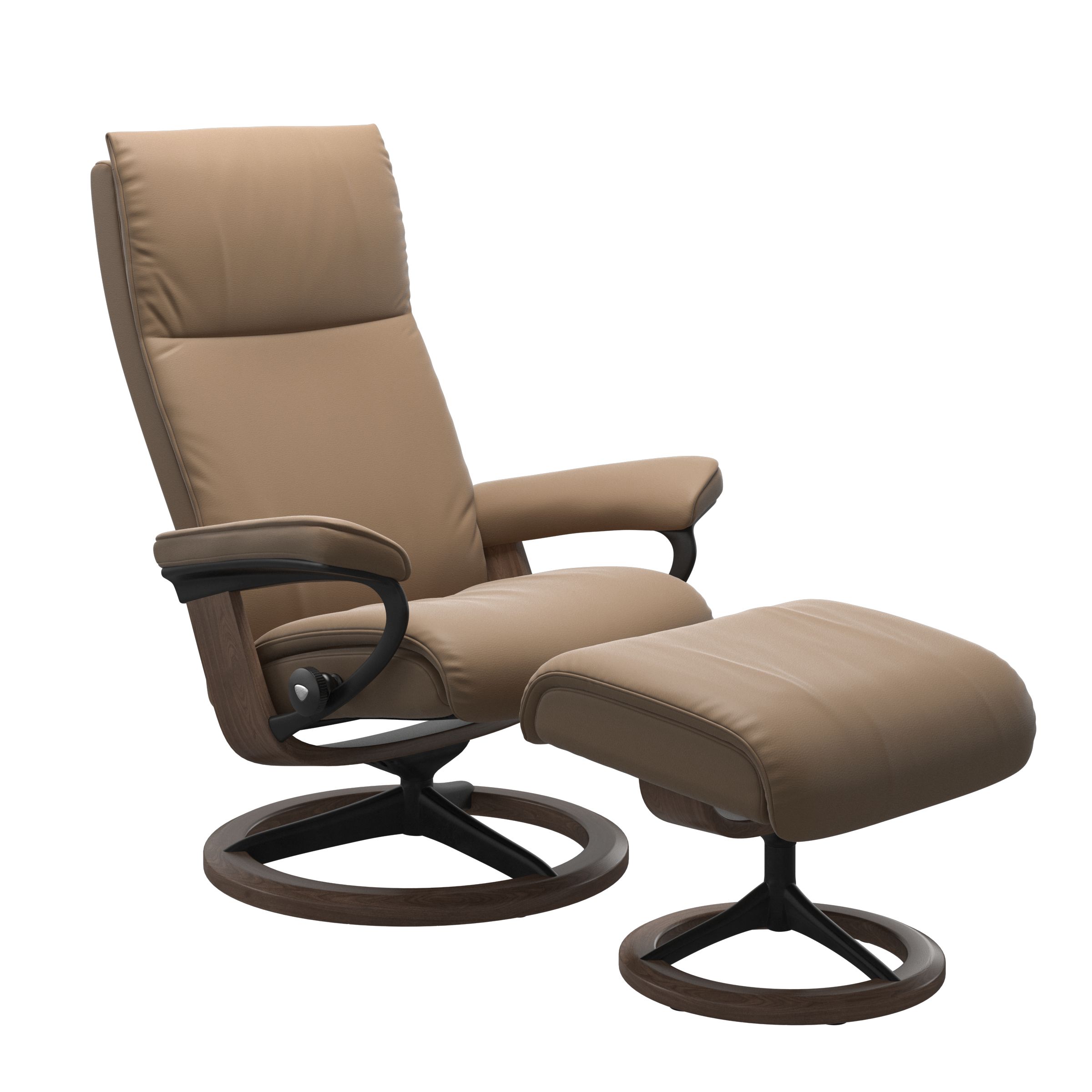 Stressless Aura Small Recliner and Ottoman with Signature Base