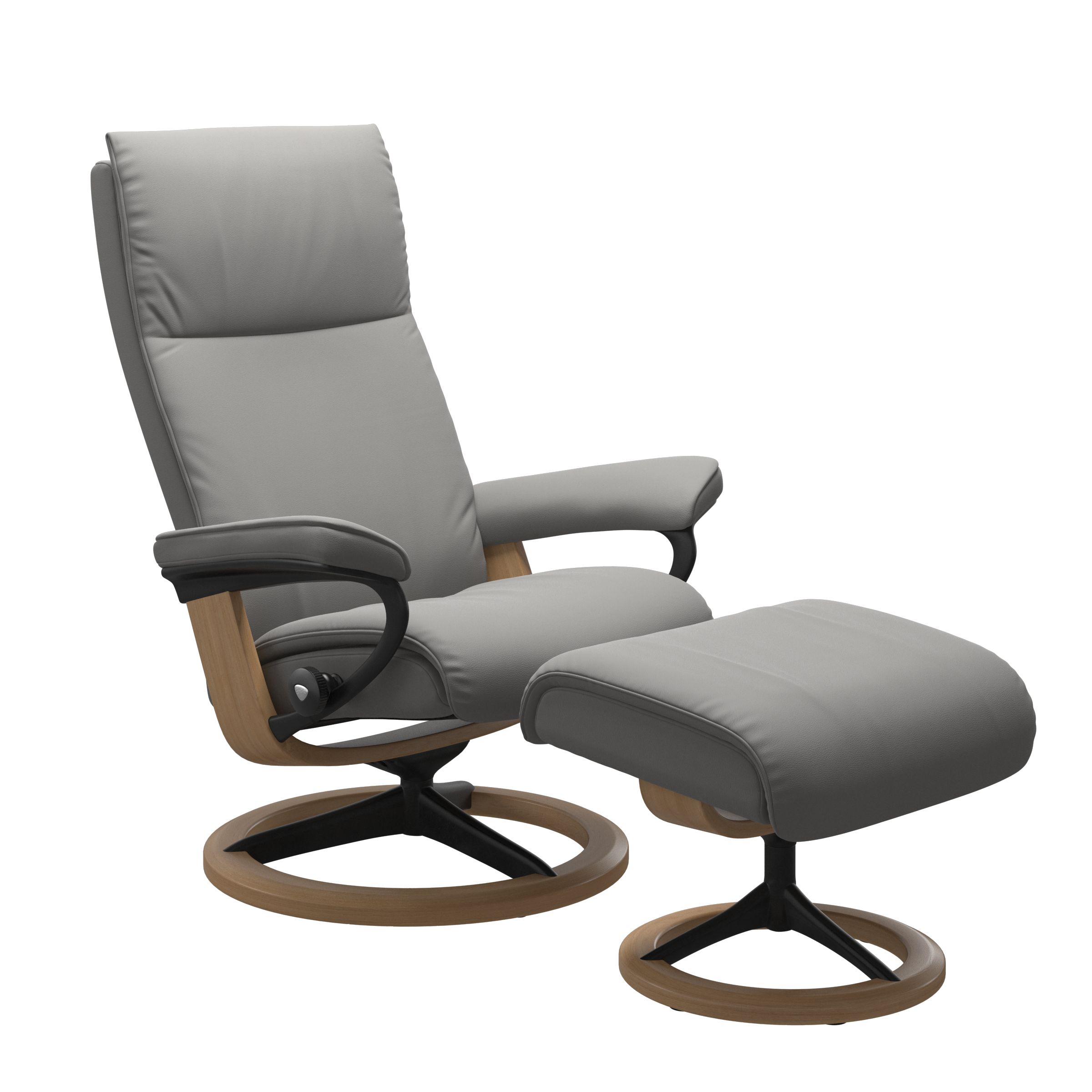 Stressless Aura Medium Recliner and Ottoman with Signature Base